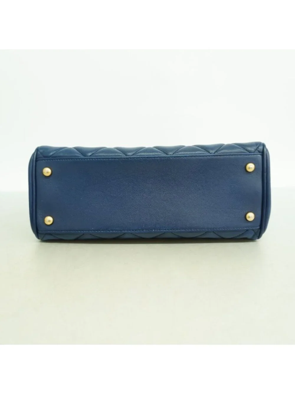 Chanel Shoulder Bag Quilted Lambskin Blue Gold